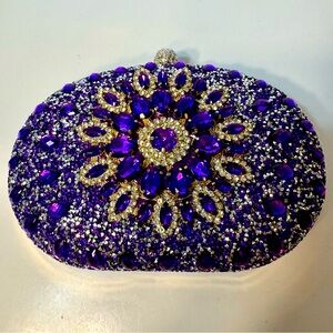 Ramla Sparkling purple rhinestones Womens Clutch Handbag